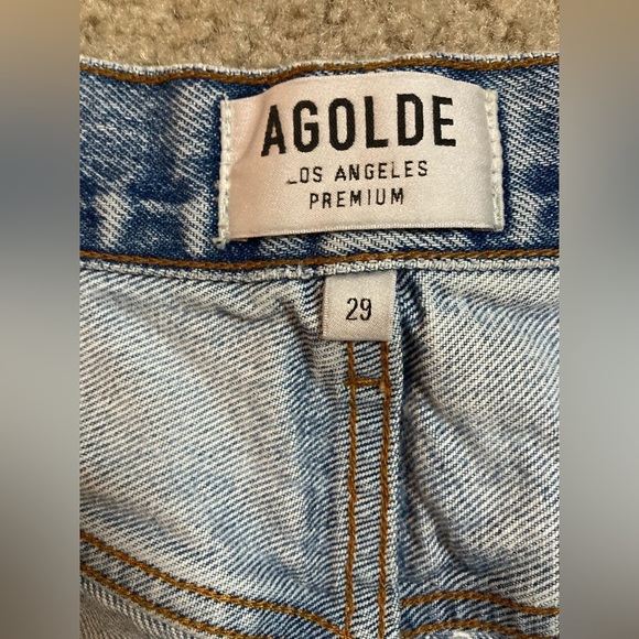 AGOLDE Jaden High Rise Denim Cutoff Shorts Medium Wash Size 29 - Picture 9 of 10